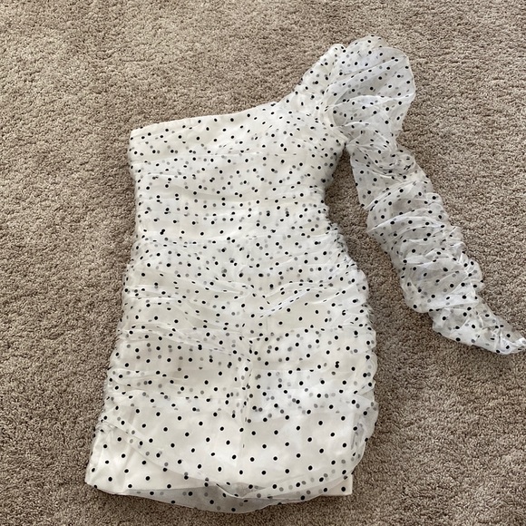naked wardrobe Dresses & Skirts - Naked Wardrobe Polka Dot One Sleeve Dress